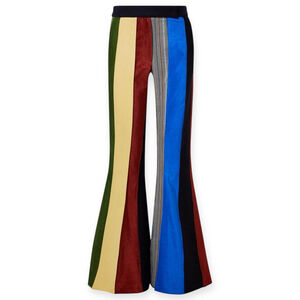 Rosie Assoulin Paneled Patchwork Flared Pants Rainbow Wool Size 6 NWT 1100 MSRP